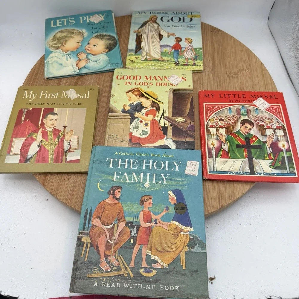 Collection of Vintage Childrens Books for Little Catholics-1950s-Lets Pray &More